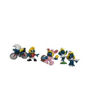 1980’s /1970’s Lot Of 5 Vintage  Peyo Smurf Schleich Figures  Hong Kong RARE